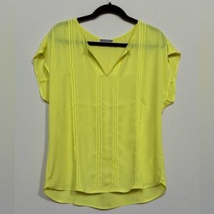 Pleione Yellow Relaxed Ribbed Blouse